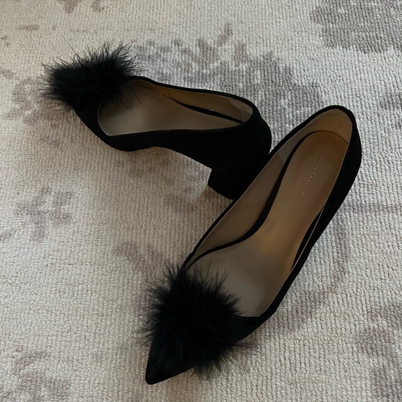 Ann Taylor Shoes - Adorable Ann Taylor Klara Feather Block Heel Black Suede Pump 8.5